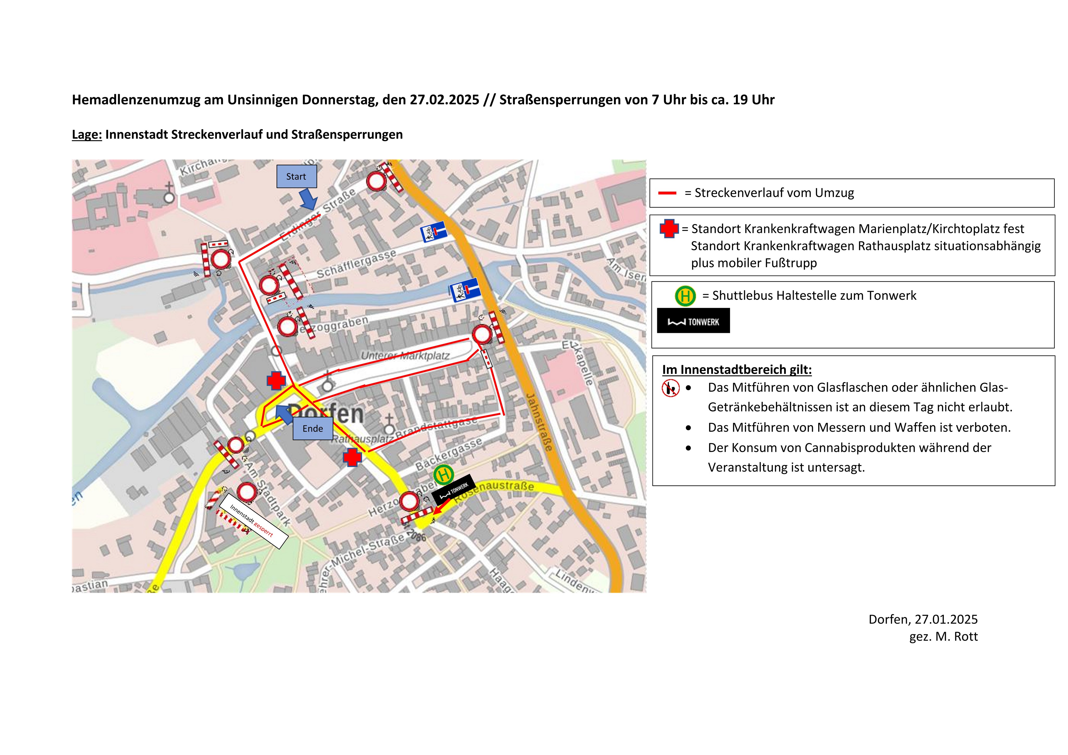 Übersichtplan Hemadlenz Streckenverlauf + Sperrungen